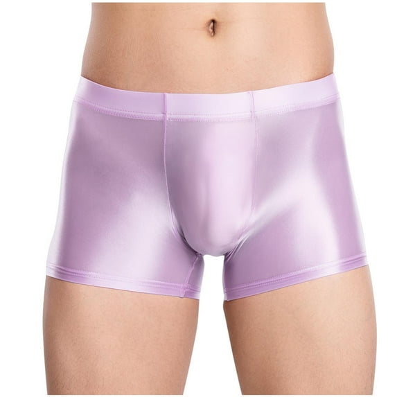 Jalioing Men's Trunks Soft Stretchy Breathable silk Boxer Briefs Solid Color Comfortable Seamless Underwear