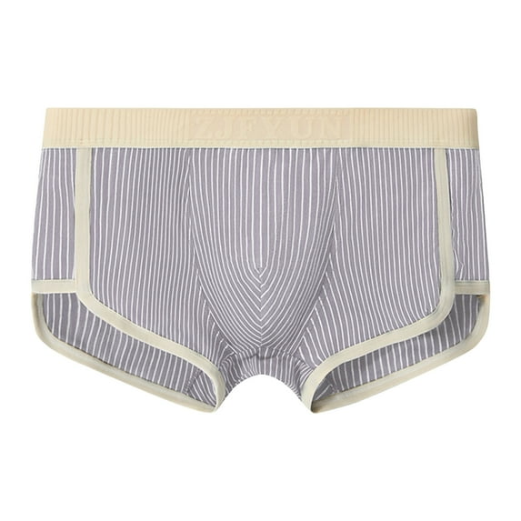 Jalioing Men's Underwear Comfortable Stretchy Striped Print Trunks Mid Rise Breathable Boxer Briefs Big and Tall