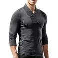 thumbnail image 1 of Jalioing Men's V Neck Shirts Long Sleeve Solid Color Slim T Shirts Fall Fashion Casual Basic Pullover Tee, 1 of 5
