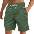 thumbnail image 1 of Jalioing Mens Beach Shorts Solid Color Drawstring Waist Casual Shorts Lightweight Summer Shorts with Pocket, 1 of 4