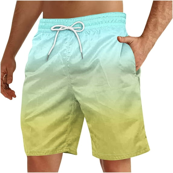 Jalioing Mens Colorful Casual Shorts Elastic Waist Drawstring Summer Beach Shorts Lightweight Vacation Shorts