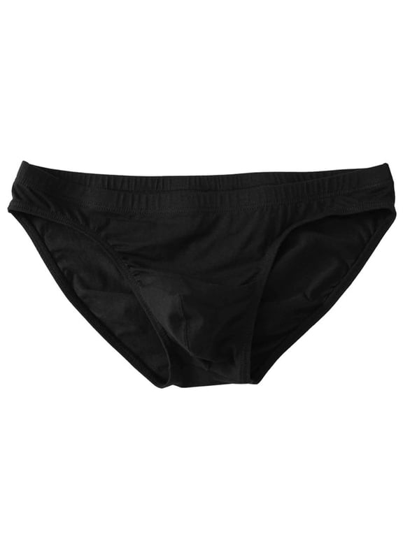 Mens Cotton Briefs Mid Rise Comfortable Stretchy Underwear Breathable Solid Color Basic Underpants