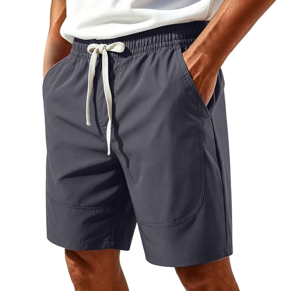 Jalioing Mens Quick Dry Sport Shorts Solid Color Lightweight Drawstring Elastic Waist Athletic Shorts Casual Workout Shorts
