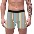 thumbnail image 1 of Jalioing Mens Trunks Short Leg Striped Boxer Briefs Underwear Soft Breathable Boxer Underpants for Men S-3XL, 1 of 3