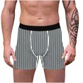 thumbnail image 1 of Jalioing Mens Trunks Short Leg Striped Boxer Briefs Underwear Soft Breathable Boxer Underpants for Men S-3XL, 1 of 3