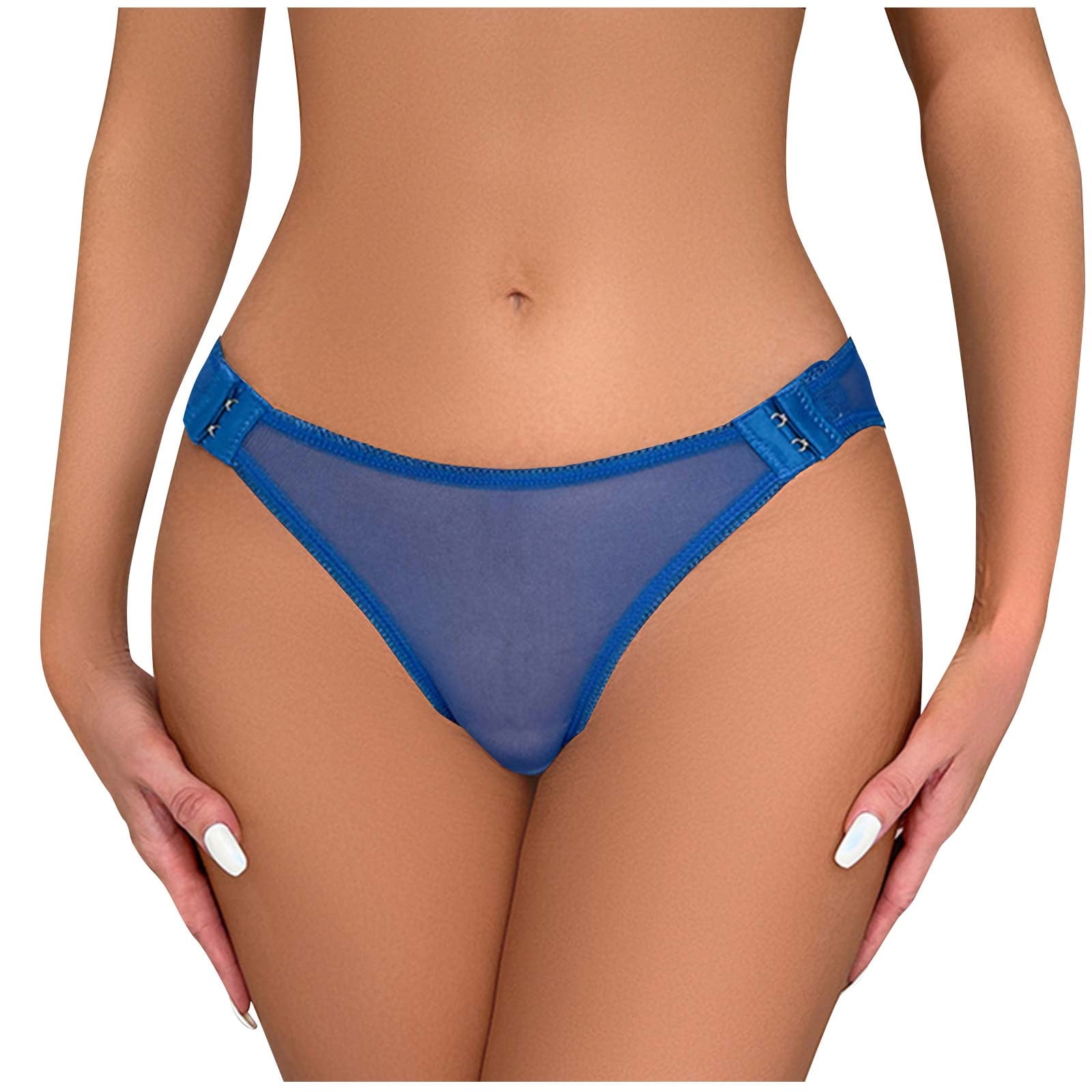 see through panty Jalioing Mesh Briefs for Women See-Through Underwear Lace Mid Waist Solid  Color Transparent Breathable Panty (Large, Blue) - Walmart.com