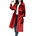 thumbnail image 1 of Jalioing Mid-Long Trench Coat Womens Open Front Lapel Cardigan Long Sleeve Drawstring Lightweight Overcoat, 1 of 3