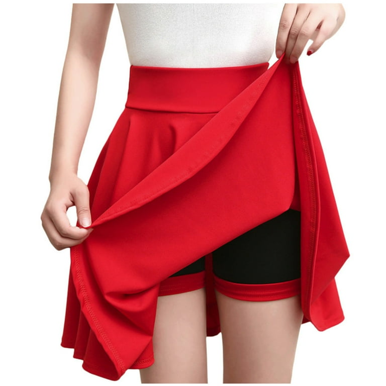 Short flowy red skirt sale