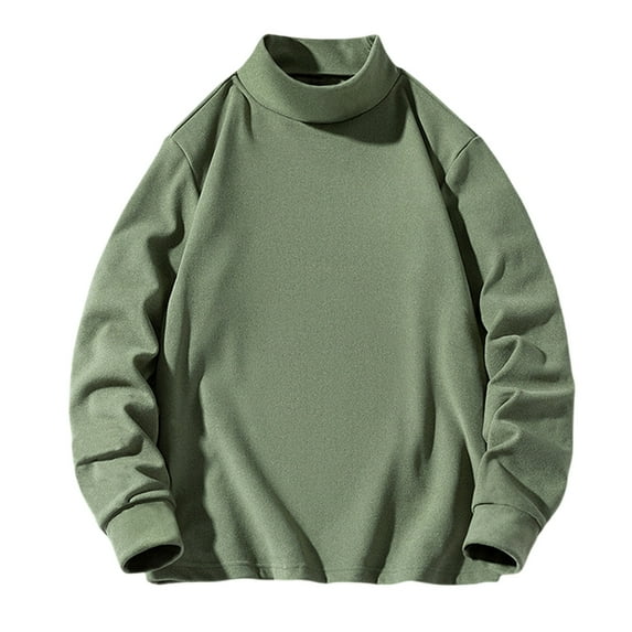 Jalioing Mock Neck Sweatshirts for Men Fashion Loose Solid Color Long Sleeve Pullover Tops Fall Winter Basic Shirt