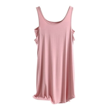 Jalioing Nightdress for Women Sleep Nightgown with Built in Bra Loungewear Spaghetti Strap Nightshirt