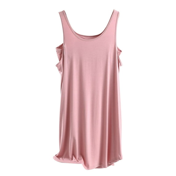 Jalioing Nightdress for Women Sleep Nightgown with Built in Bra Loungewear Spaghetti Strap Nightshirt