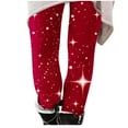 thumbnail image 1 of Jalioing Padded Leggings for Women Fleece Lined Thicken Bottoms Fashion Printed Thermal Skinny Pant (XX-Large, Red), 1 of 5