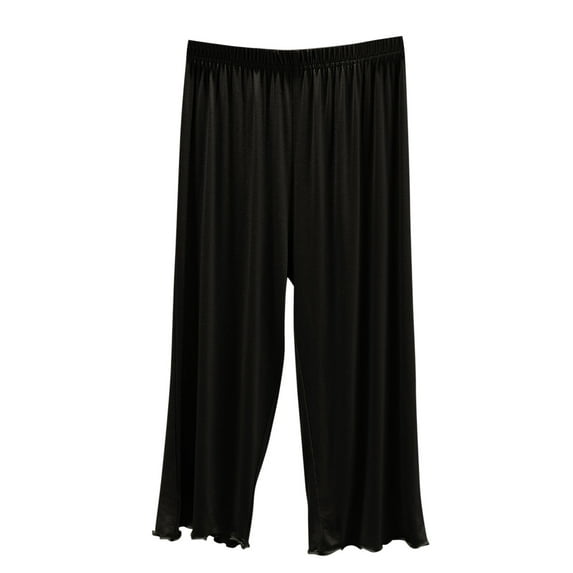 Jalioing Pajama Pants for Women Cozy Loose Elastic Waist Capri Pj Bottoms Lightweight Plain Sleep Pants with Pocket