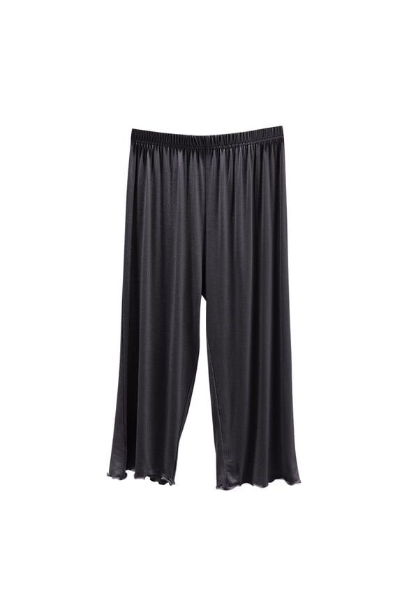 Pajama Pants for Women Cozy Loose Elastic Waist Capri Pj Bottoms Lightweight Plain Sleep Pants with Pocket