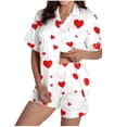 thumbnail image 1 of Jalioing Pajama Set for Women 2 Piece Heart Print Short Sleeve Button Down Shirt and Pajama Shorts Set Comfy Loungewear Set, 1 of 9