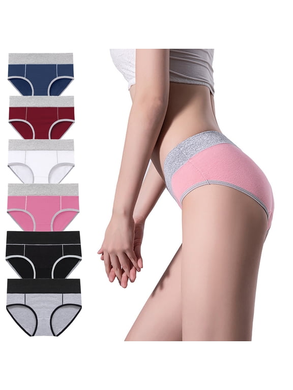 Period Underwear for Women 6 Pack Plus Size Breathable Panties Soft High Waist Briefs
