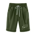 thumbnail image 1 of Jalioing Plus Size Knee Length Short Pant for Women Cotton Linen Shorts Solid Color Casual Half Trouser (X-Large, Army Green), 1 of 6