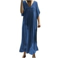 thumbnail image 1 of Jalioing Plus Size Linen Dress for Women 3/4 Sleeve Maxi Dresses 2024 Summer Casual Beach Flowy Dress, 1 of 6
