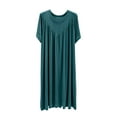 thumbnail image 1 of Jalioing Plus Size Long Nightgown for Women Short Sleeve Pleated Comfy Pajama Dress Ladies Crew Neck Sleep Dress, 1 of 4