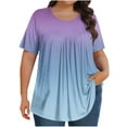 thumbnail image 1 of Jalioing Plus Size Short Sleeve Shirts for Women Crew Neck Pleated Gradient Casual Tops Flowy Loose Summer Tees, 1 of 6