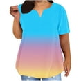 thumbnail image 1 of Jalioing Plus Size Summer Shirts for Women Oversized Casual Fashion V Neck Short Sleeve Blouses Gradient Tops, 1 of 6