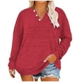 thumbnail image 1 of Jalioing Plus Size Tops for Women V Neck Long Sleeve T Shirts Oversized Solid Color Winter Base Shirt, 1 of 6