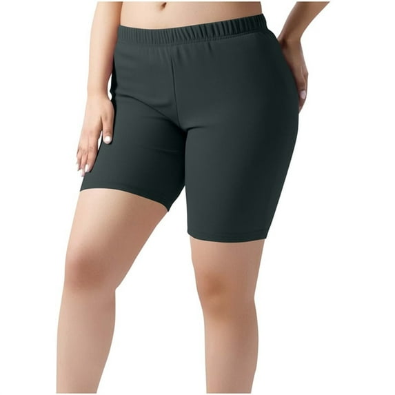 Jalioing Plus Size Yoga Shorts Women's Basic Stretchy Sport Biker Shorts Casual Athletic Workout Shorts S-5XL
