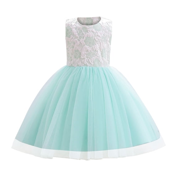 Jalioing Puffy Dress for 0-3 Years Infant Baby Girl Lace Bow Mesh Dresses Summer Cute Layered Skirt (1-2 Years, Green)