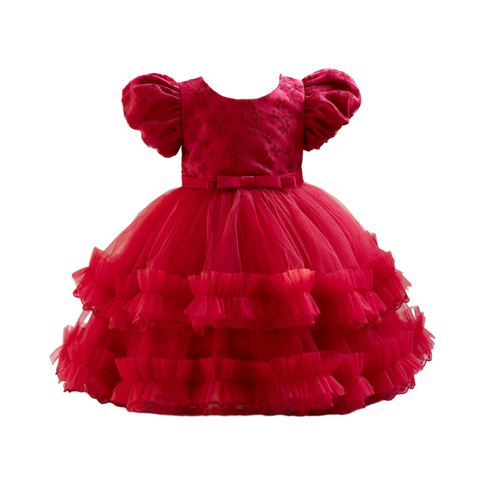 Jalioing Puffy Princess Dress for Toddler Kids Girl Bubble Sleeve