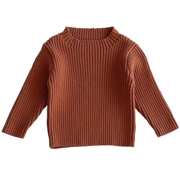 Jalioing Ribbed Knit Tops for Kids Long Sleeve Mock Neck Basic Sweater Shirts Boys Girls Solid Color Shirts