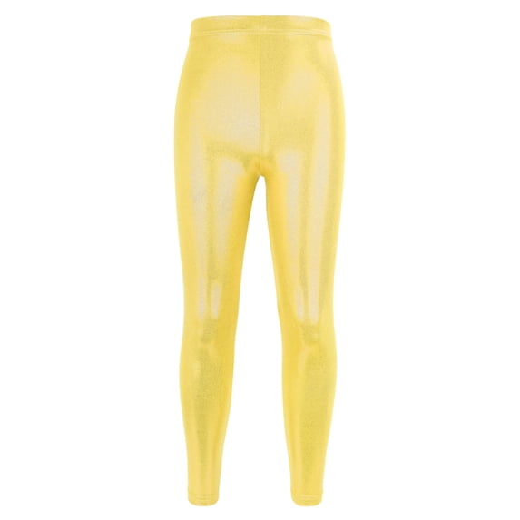 Jalioing Sequin Dance Leggings for Kids Girl Sparkly Stretch Yoga Pant Spring Summer Thin High Waist Tights (12-13 Years, Gold)