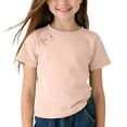 thumbnail image 1 of Jalioing Short Sleeve Cotton T Shirt for Girls Cute Plain Crew Neck Tee Shirt Toddler Kids Casual Comfy Summer Tops, 1 of 6