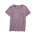 thumbnail image 1 of Jalioing Short Sleeve Pajama Tops for Women Comfort Loose Crew Neck T Shirt with Pocket Comfy Casual Sleep Shirts, 1 of 5