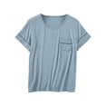 thumbnail image 1 of Jalioing Short Sleeve Pajama Tops for Women Comfort Loose Crew Neck T Shirt with Pocket Comfy Casual Sleep Shirts, 1 of 5
