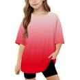 thumbnail image 1 of Jalioing Short Sleeve T Shirt for Girls Crew Neck Short Sleeve Casual Loose Shirts Gradient Summer Basic Tops, 1 of 6
