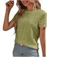 thumbnail image 1 of Jalioing Short Sleeve Womens Tops Dressy Casual Eyelet Crew Neck Fashion Summer Shirts Trendy Loose Tunic Blouses, 1 of 6