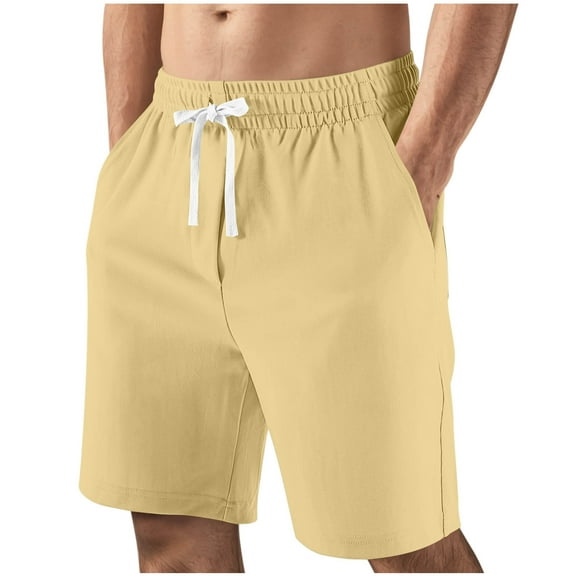 Jalioing Shorts for Men Casual Drawstring Elastic Waist Knee Length Sport Shorts Summer Beach Shorts with Pocket