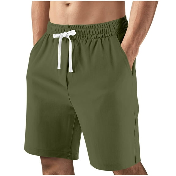 Jalioing Shorts for Men Casual Drawstring Elastic Waist Knee Length Sport Shorts Summer Beach Shorts with Pocket