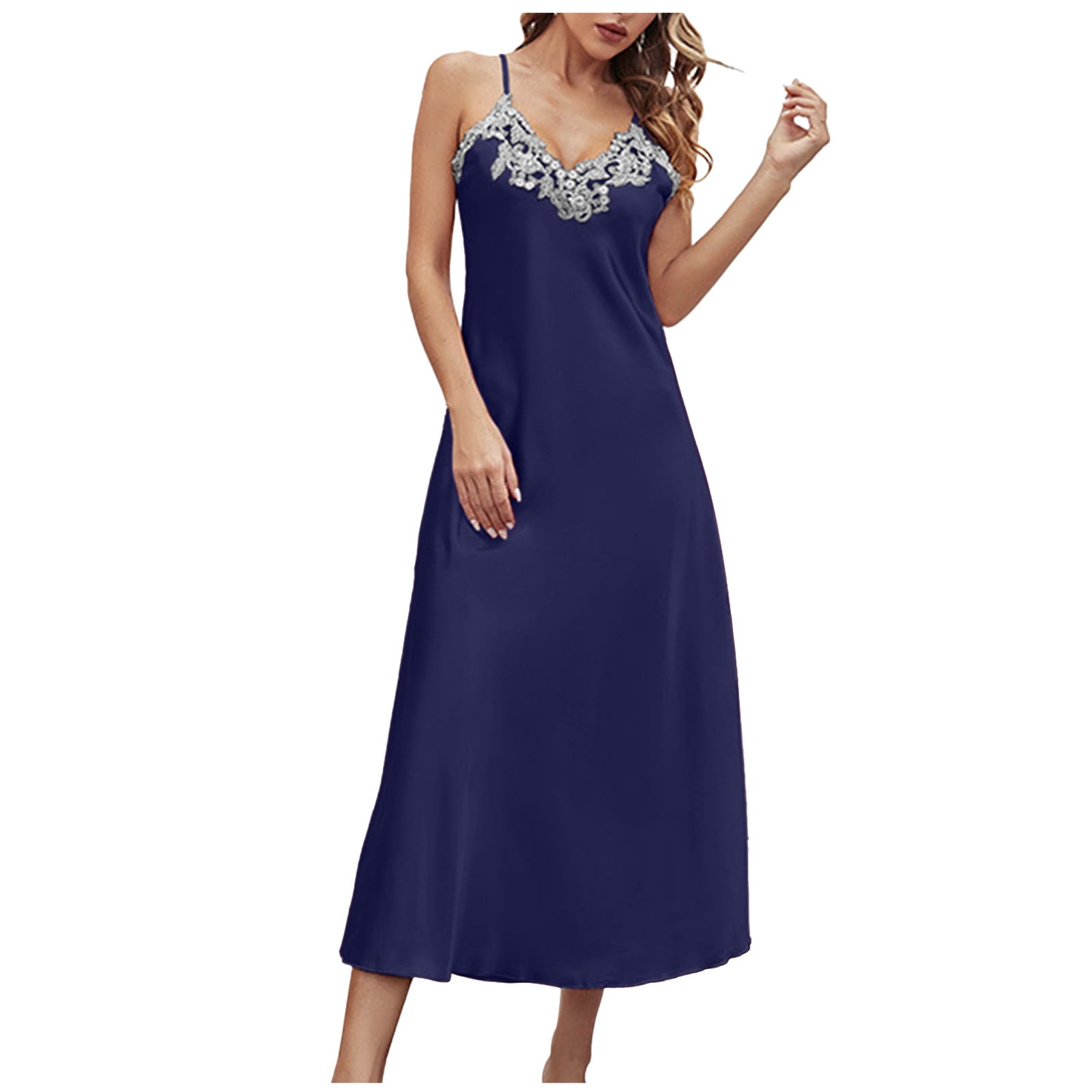 Jalioing Sleeveless Cami Nightdress for Women Pajama Tank Dress Crew Neck Slim Ankle-Length Nightgown (X-Large, Navy) - Walmart.com Jalioing Sleeveless Cami Nightdress for Women Pajama Tank Dress Crew Neck Slim Ankle-Length Nightgown (X-Large, Navy) - Walmart.com