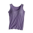 thumbnail image 1 of Jalioing Women's Tank Tops Solid Color Crew Neck Sleeveless Tank Shirts with Padded Comfy Sleep Tops, 1 of 3