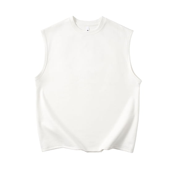 Jalioing Sleeveless Tank Top for Men Oversized Scrub Waistcoat Vest Shirt Crew Neck Solid Color Pullover Tops (4X-Large, White)