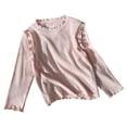 thumbnail image 1 of Jalioing Solid Color T Shirt for Childrens Ruffle Mock Neck Long Sleeve Undershirts Boys Girls Soft Comfy Shirts, 1 of 4