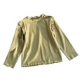 thumbnail image 1 of Jalioing Solid Color T Shirt for Childrens Ruffle Mock Neck Long Sleeve Undershirts Boys Girls Soft Comfy Shirts, 1 of 3