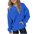 thumbnail image 1 of Jalioing Solid Crew Neck Sweatshirts for Kids Loose Basic Long Sleeve Pullover Shirts with Pocket Casual Tops, 1 of 6