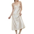 thumbnail image 1 of Jalioing Spaghetti Strap Satin Nightgown for Women Sleeveless V Neck Full Slip Dress Comfy Silky Nightdress, 1 of 5