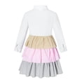 thumbnail image 1 of Jalioing Spring Shirt Sundress for Kids Girl Long Sleeve Layered Dress Lapel Button down Ruffle Dresses (6-7 Years, White), 1 of 5