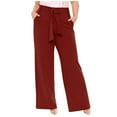 thumbnail image 1 of Jalioing Straight Suit Trouser for Women High Lace-up Waist Baggy Wide Leg Pocket Dressy Office Pants (3X-Large, Wine), 1 of 6