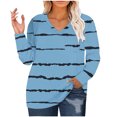 thumbnail image 1 of Jalioing Striped Pullover Tee for Women V Neck Long Sleeve Oversized Shirts Plus Size Casual Loose Blouses with Pocket, 1 of 5