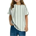 thumbnail image 1 of Jalioing Striped T Shirt for Teens Short Sleeve Crew Neck Basic Tee Shirt Kids Boys Girls Summer Casual Tops, 1 of 6