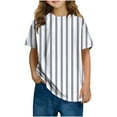 thumbnail image 1 of Jalioing Striped T Shirt for Teens Short Sleeve Crew Neck Basic Tee Shirt Kids Boys Girls Summer Casual Tops, 1 of 6